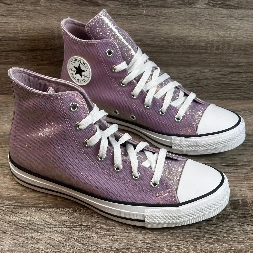 Converse Chuck Taylor All Star Sneakers Kids 6 Altitude Lilac Glitter High NEW